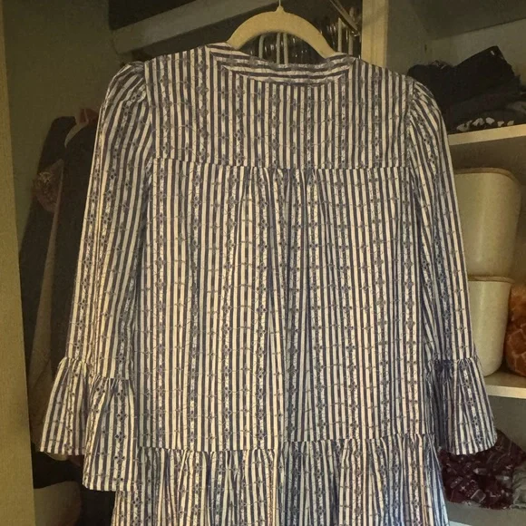 Pomander Place/Tuckernuck Blue Stripe Floral Embroidered Lanie Dress - Picture 3 of 6